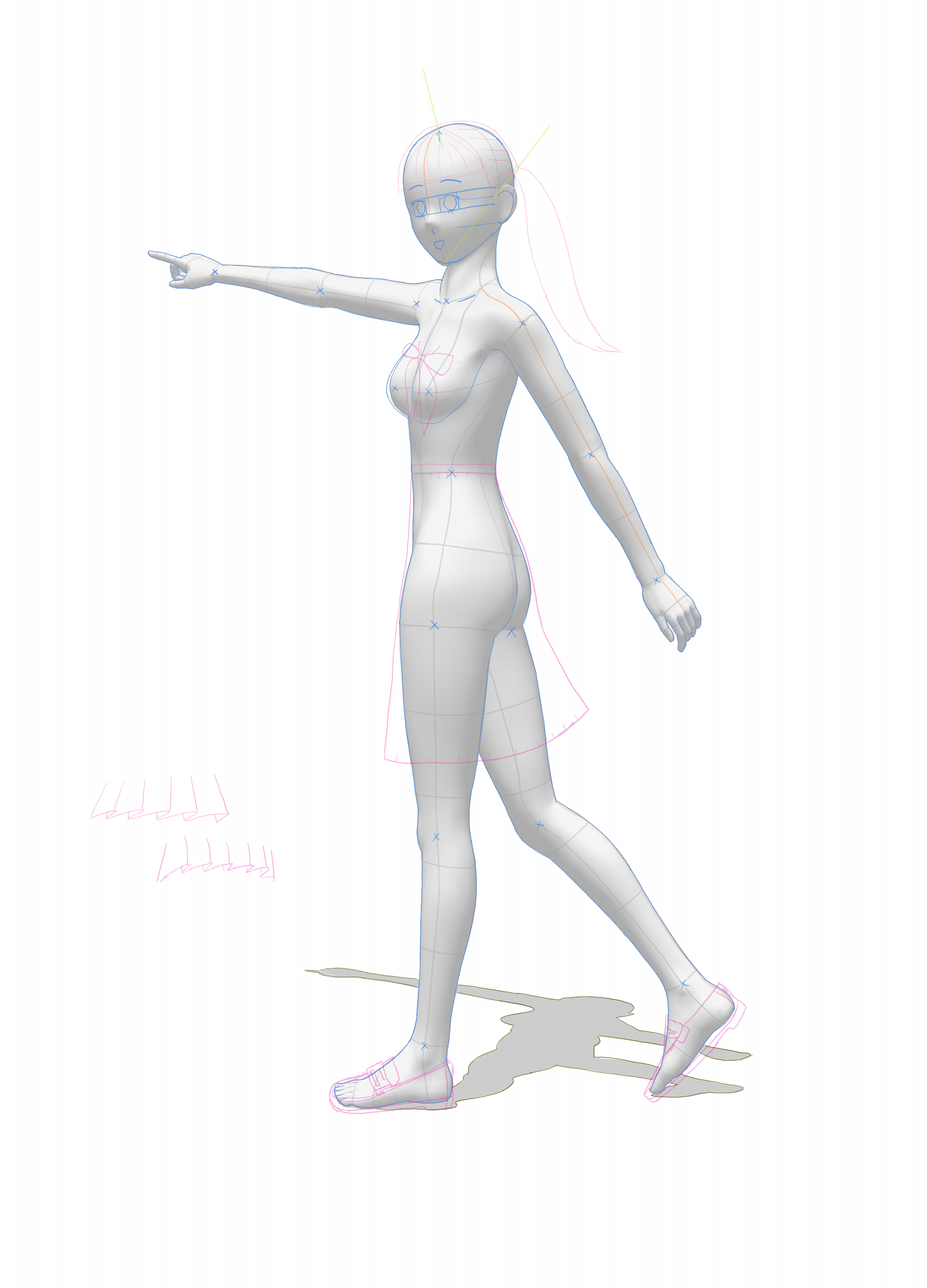 2作目の人形にラフを重ねた画像