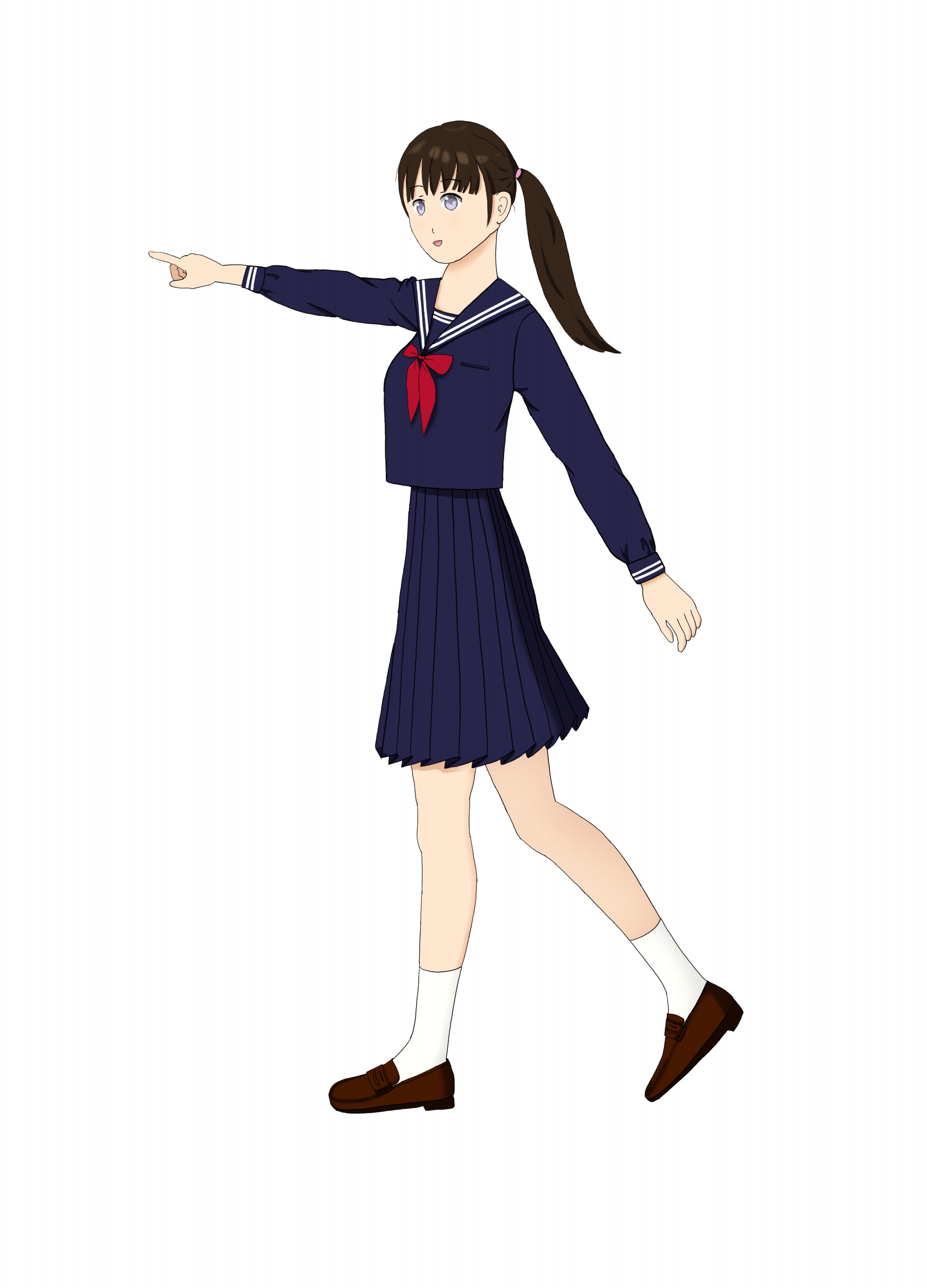 オリジナルイラスト2作目『あ、あれ見て!』の彩色した画像