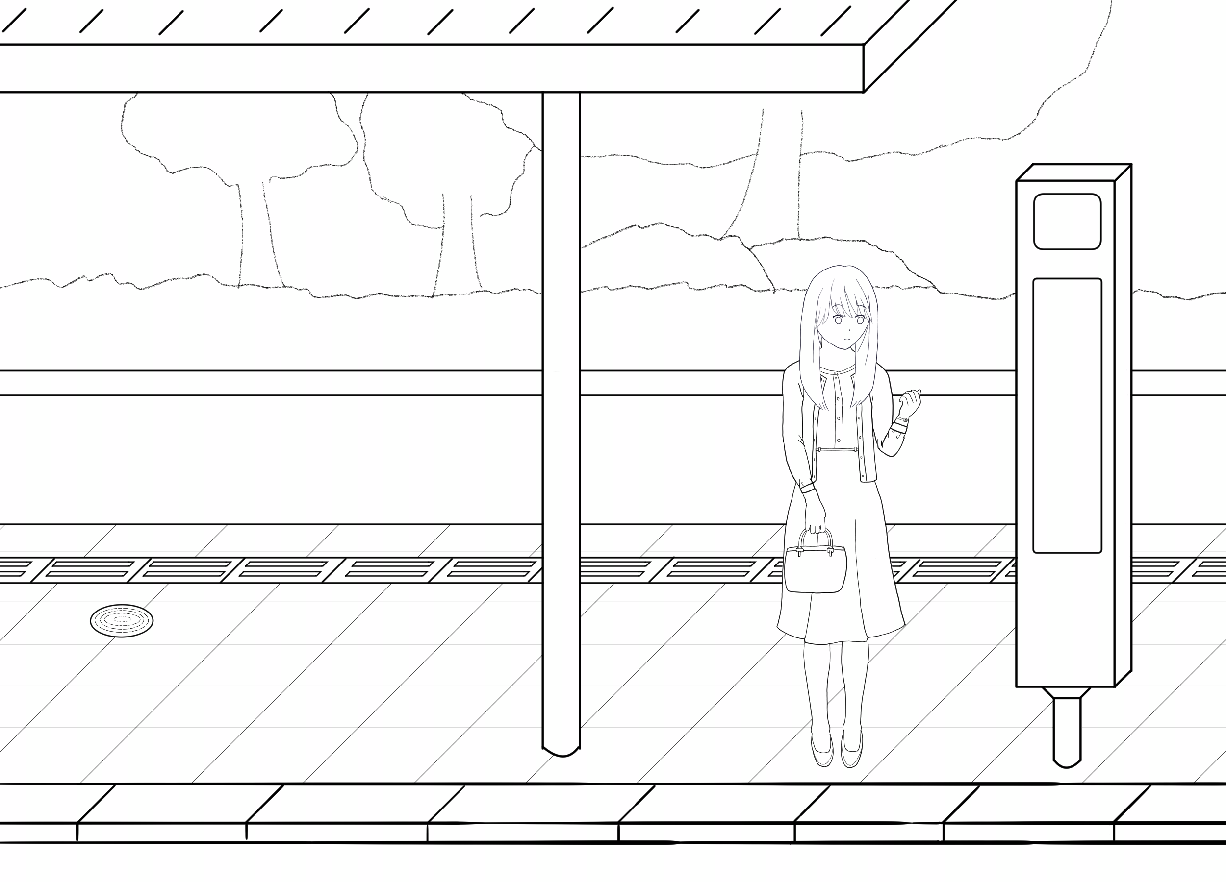 オリジナルイラスト3作目の線画