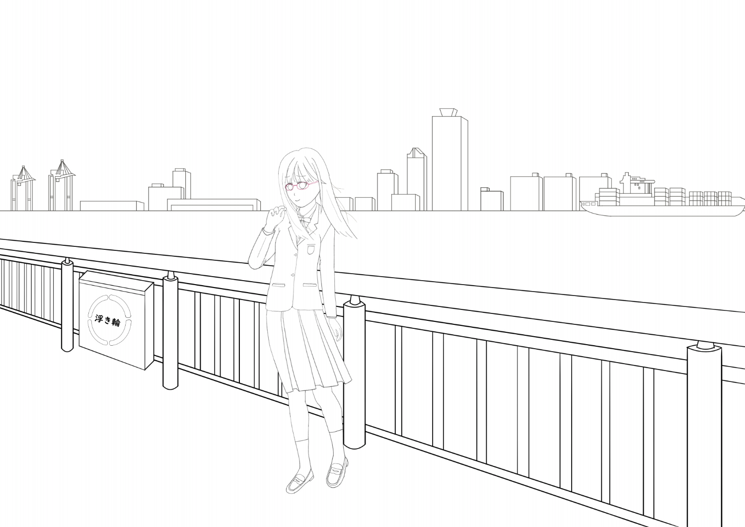 オリジナルイラスト4作目の線画の画像